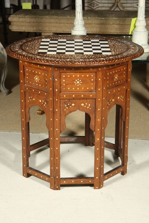 Antique Anglo-Indian Inlay and Bone Ebony Side Table